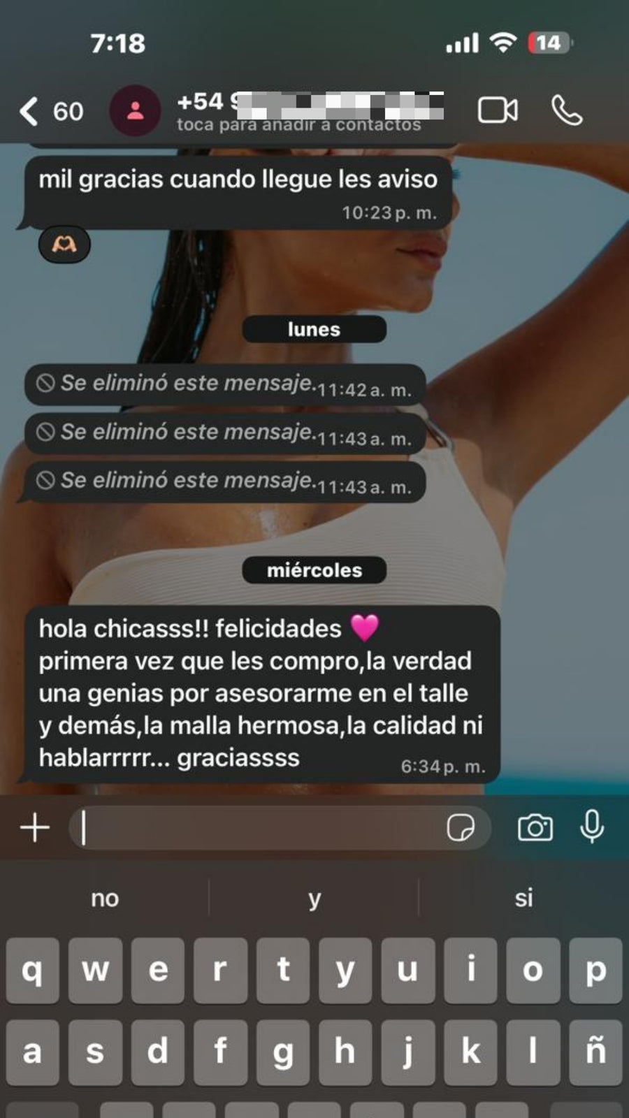 Mensaje real de una clienta LOVELY