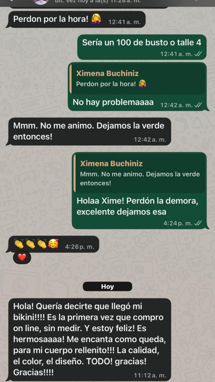 Mensaje real de una clienta LOVELY