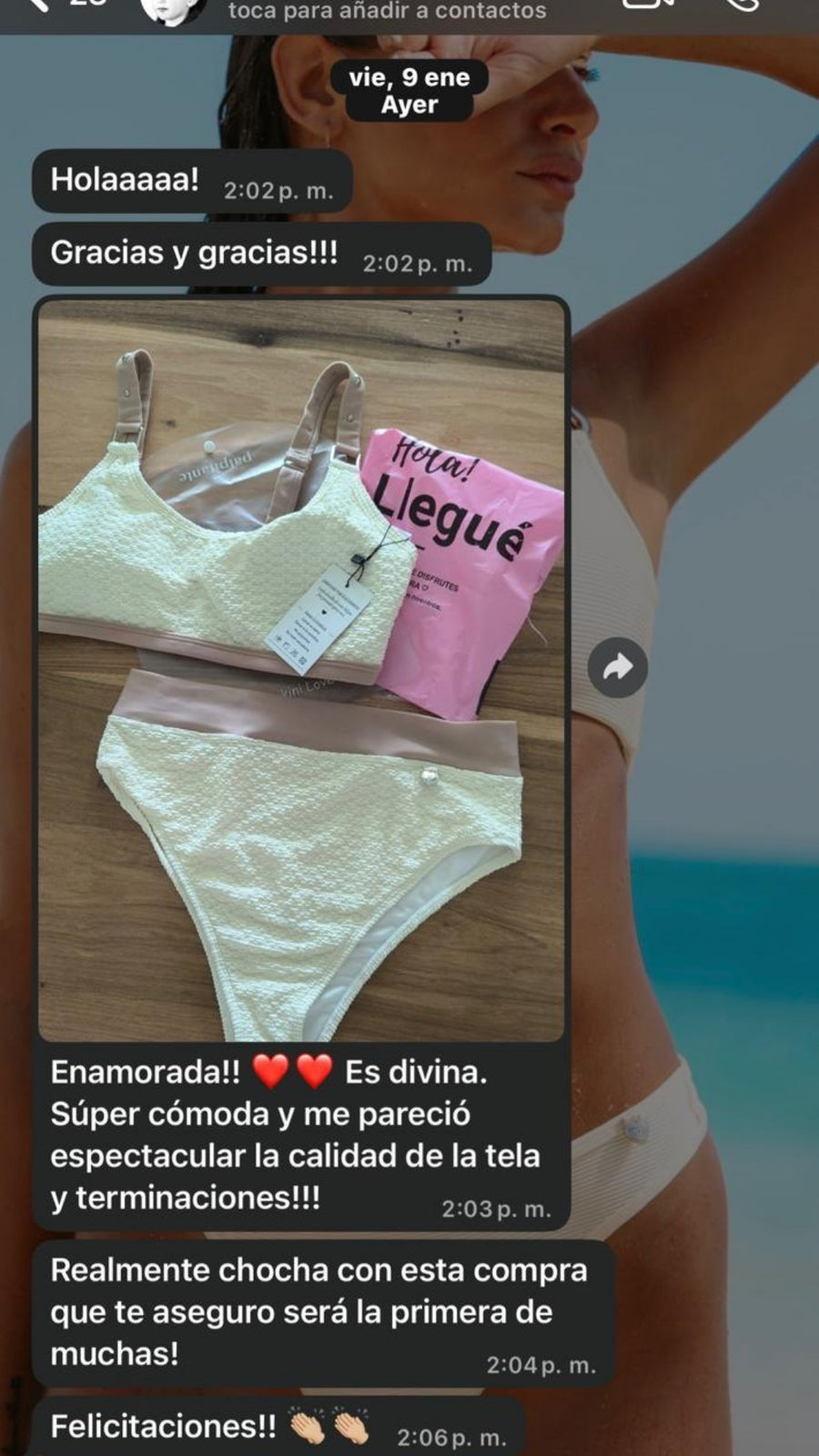 Mensaje real de una clienta LOVELY