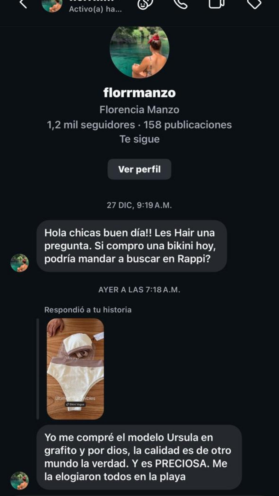 Mensaje real de una clienta LOVELY
